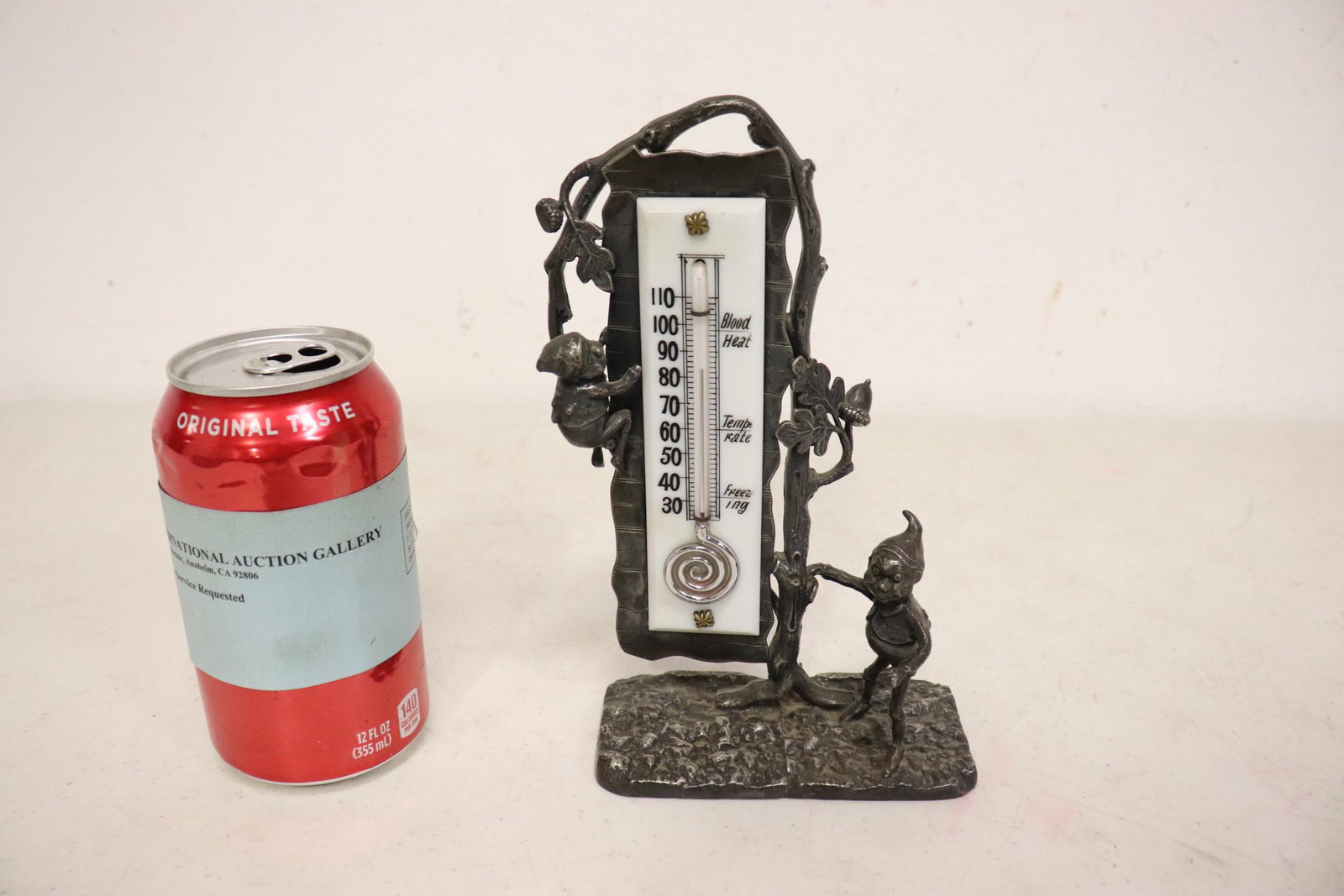 beautiful Pairpoint silverplate thermometer stand: A beautiful Pairpoint silverplate thermometer stand, 7.35"H