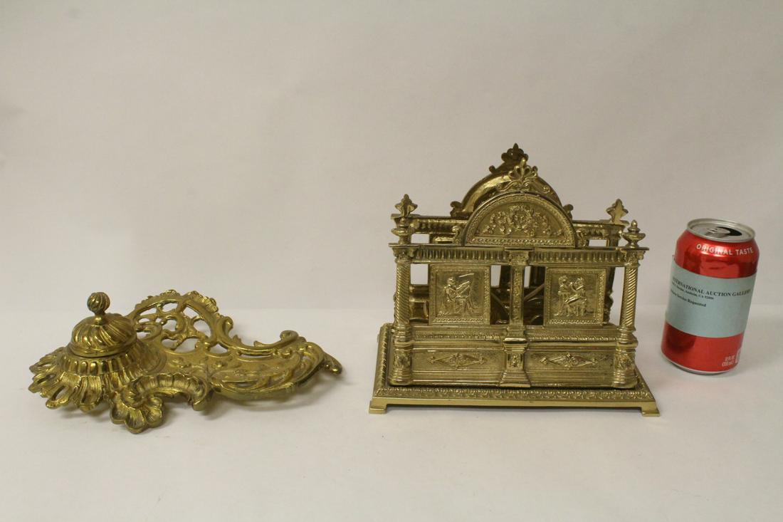 French gilt bronze letter organizer & inkwell stand (1 of 10)