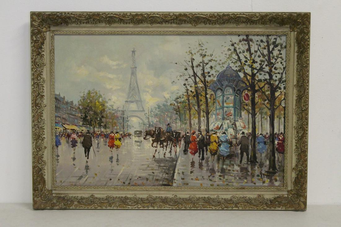 A large oil on canvas painting, signed (1 of 10)