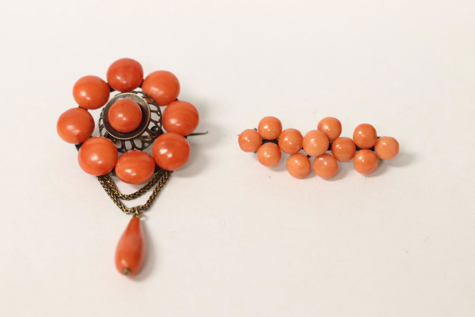 Victorian 14K coral brooch, & a silver coral brooch (1 of 10)