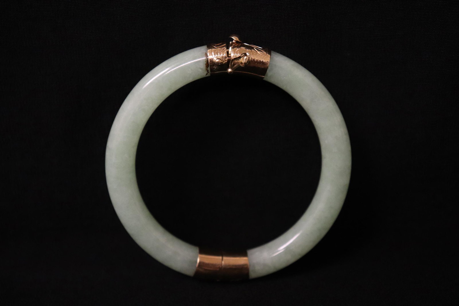 natural color jadeite bangle with 14K Y/G clasp (1 of 10)