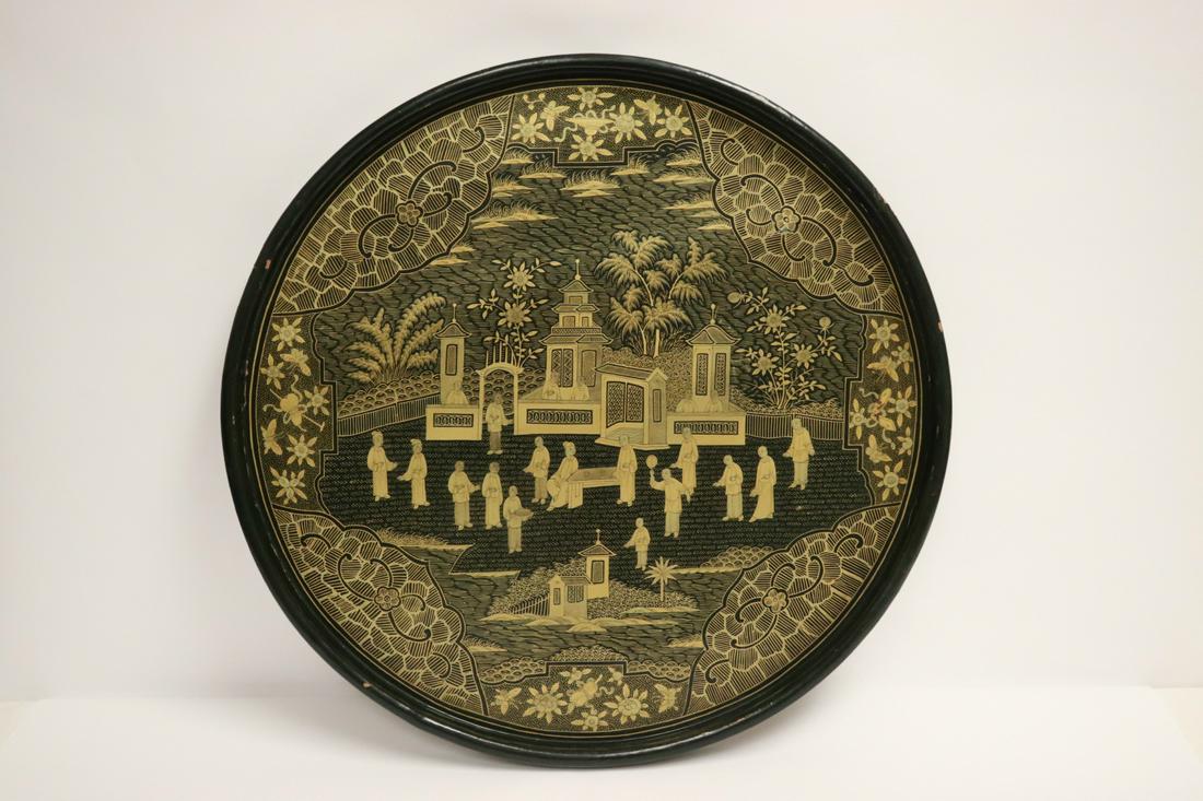 Antique Chinese large lacquer tray (1 of 10)
