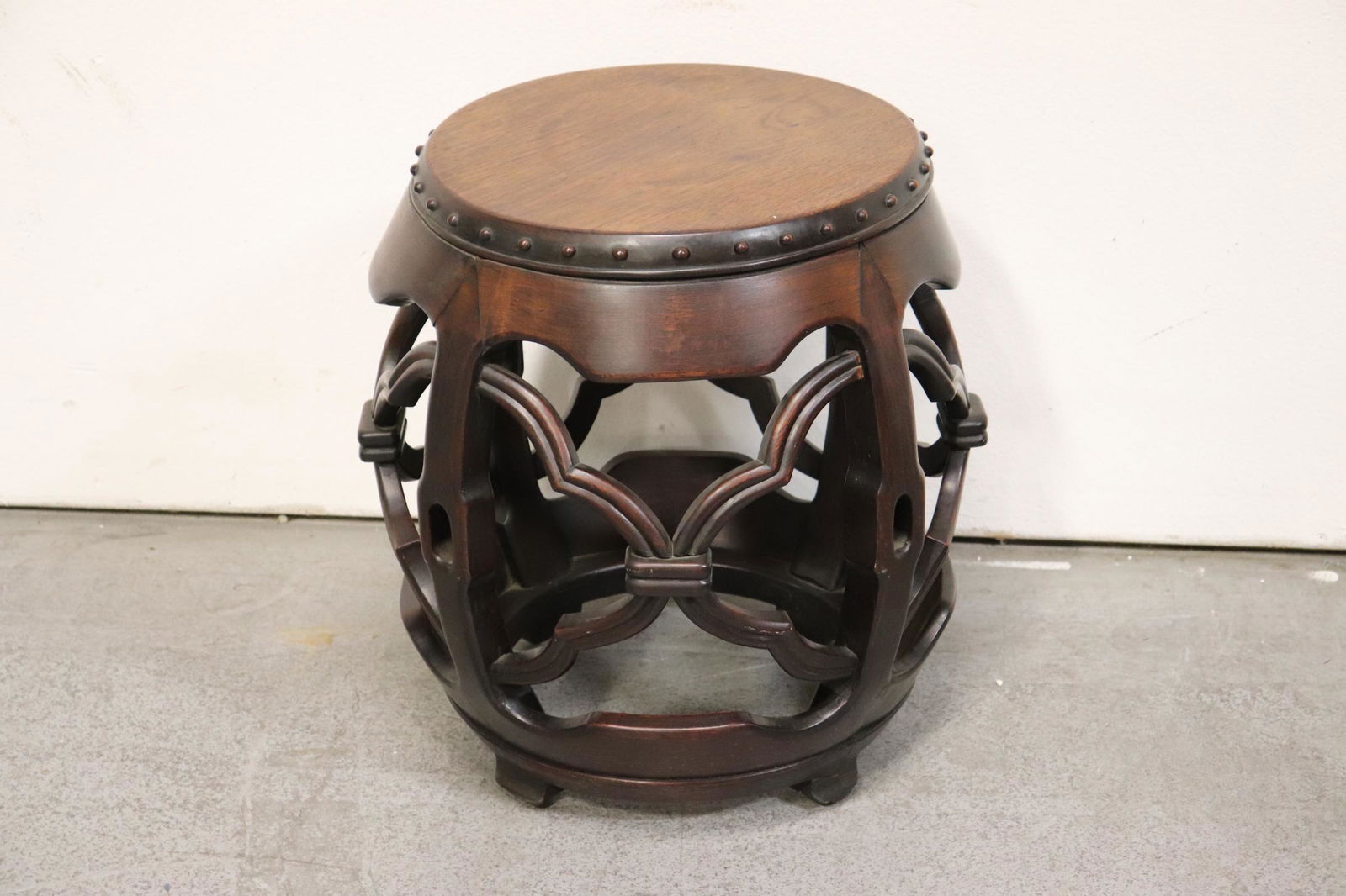 Unusual Chinese large rosewood stool (1 of 10)