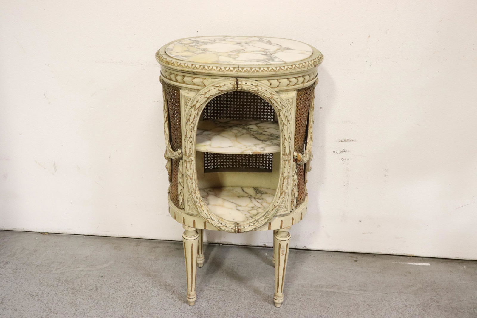 Beautiful French antique marble top 3-tier table: Beautiful French antique marble top 3-tier table, 32"Hx18.2"x12.3"