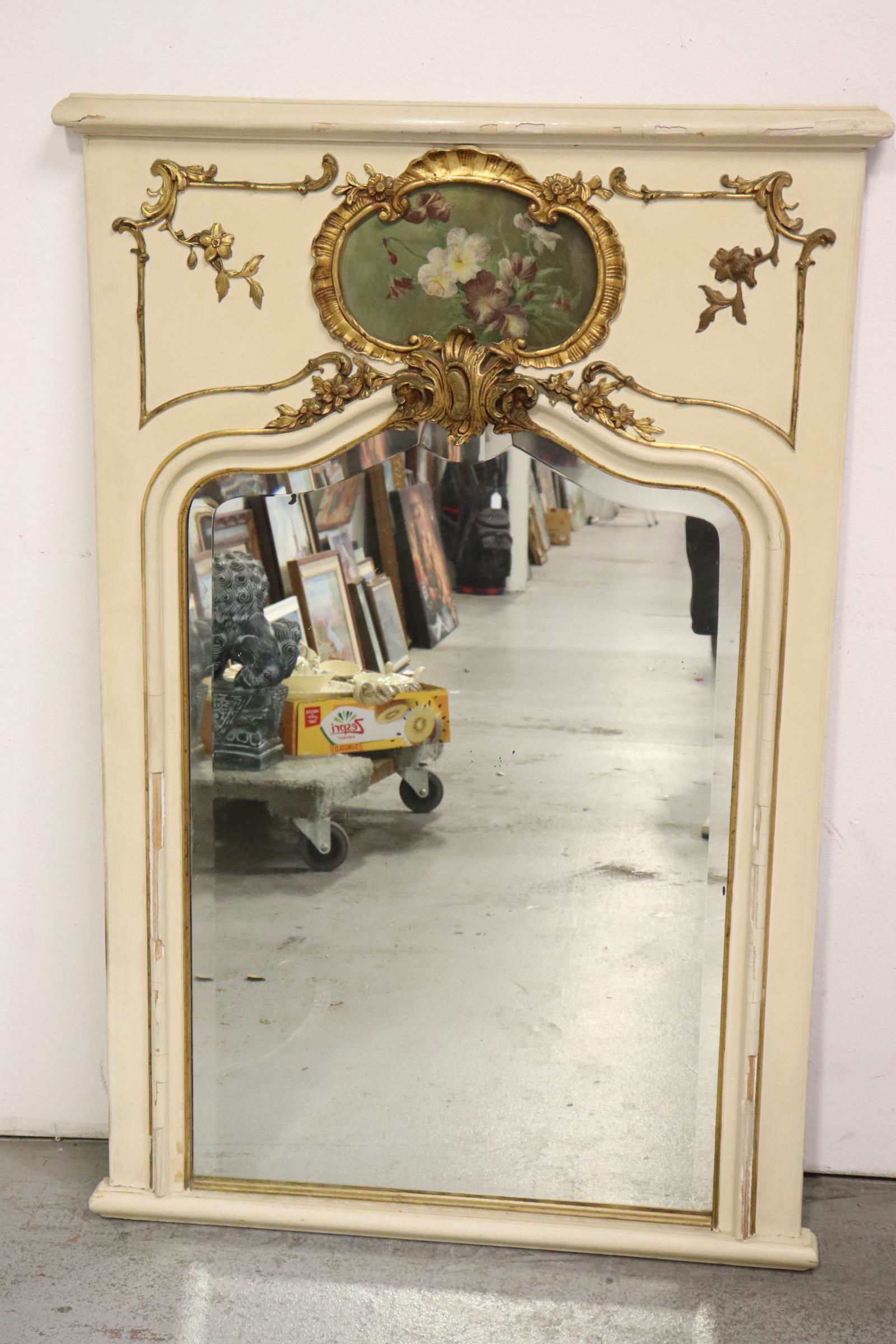 A beautiful French antique mirror with bevel glass: A beautiful French antique mirror with bevel glass, 48.25"Hx32.25"x1.75"