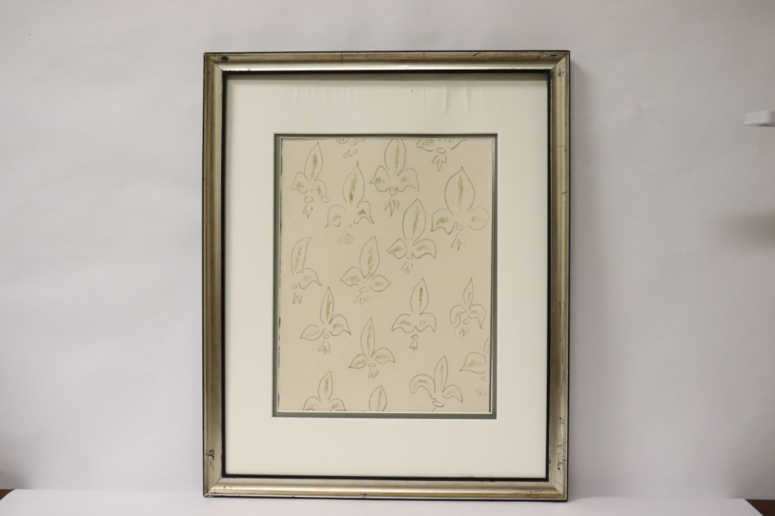 Lithography on Arches paper by Henri Matisse: Lithography on Arches paper "Fleurs De Lys (96)" by Henri Matisse (1869-1954), c1950, see authentication paper, 13.5"x10.5"