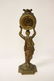 Gilt metal table clock with figure motif base - 10