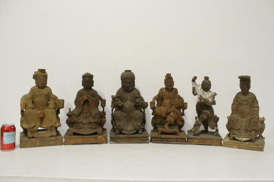 6 large Chinese wood sculpture of deities (1 of 10)