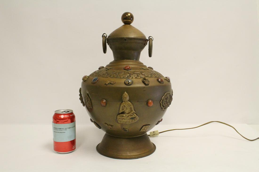 Very unusual vintage copper urn made as lamp (1 of 10)