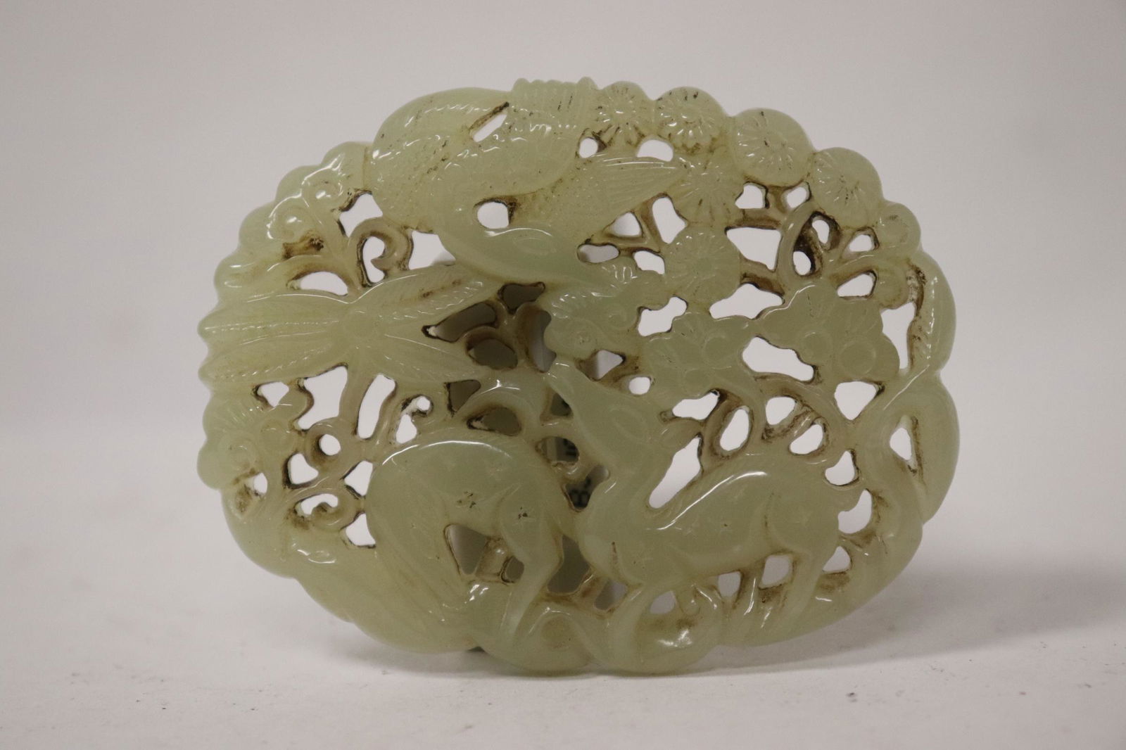 A fine Chinese white jade carved plaque (1 of 9)