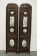 Pr Chinese rosewood framed panels w/ porcelain plaques