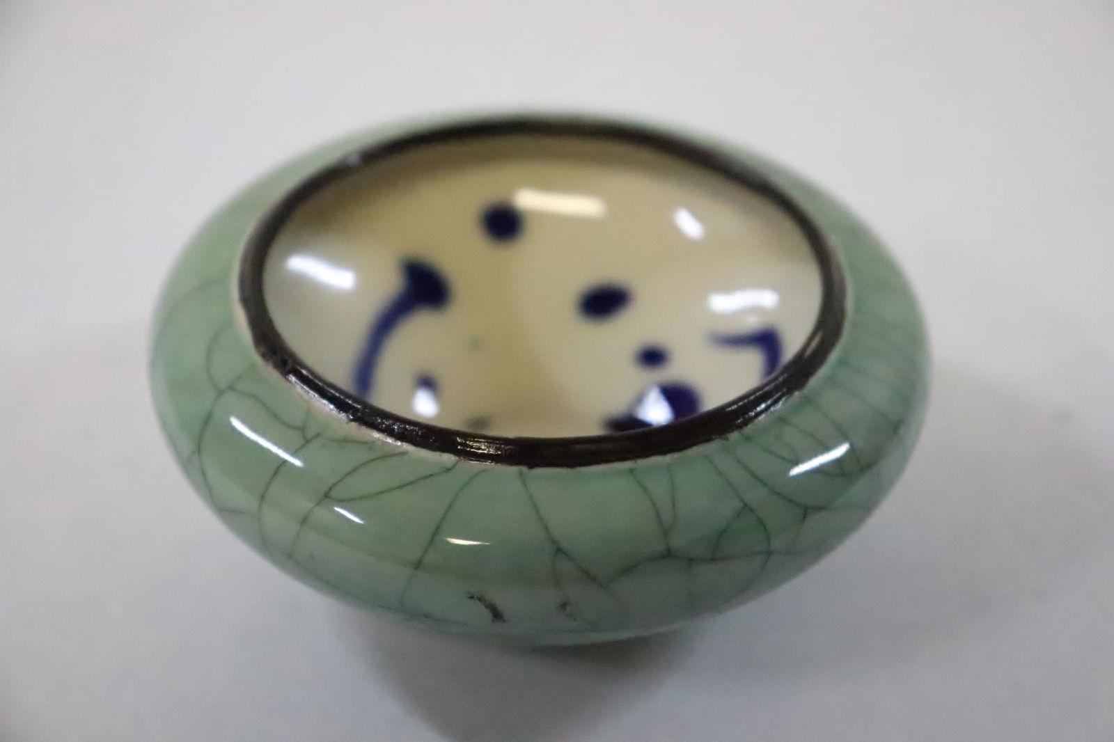 Chinese antique green glazed water dripper: Chinese antique green glazed water dripper, 1.5"Hx3.65"dia