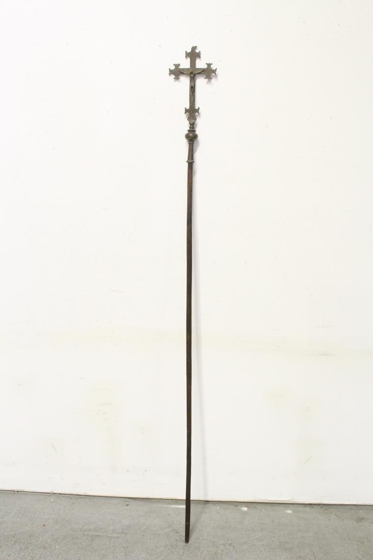 Antique bronze/ brass crucifix procession post (1 of 12)
