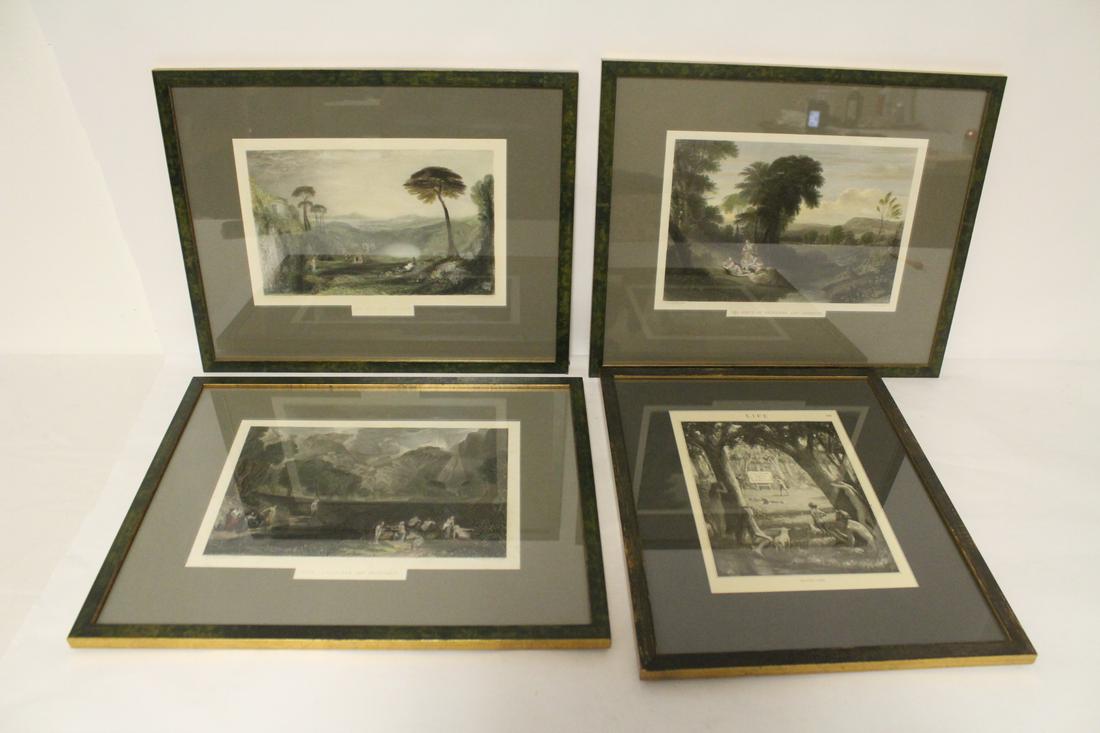 4 framed antique etchings (1 of 10)