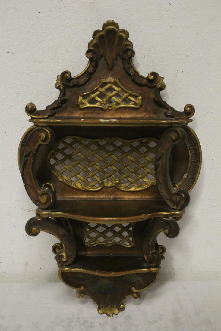 Antique French painted wood wall shelf (1 of 11)