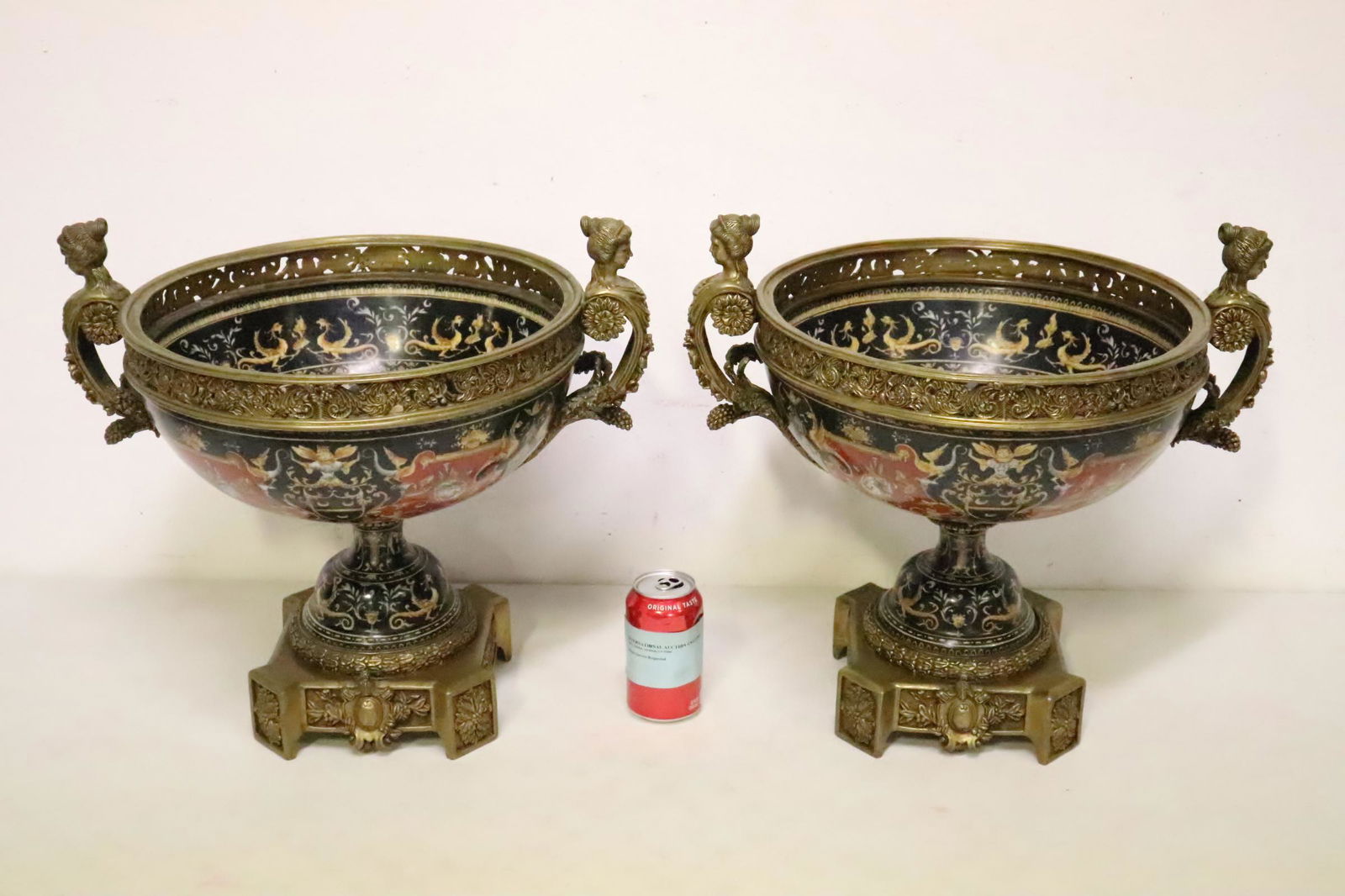 Pair large porcelain bowls with bronze ormolu (1 of 11)