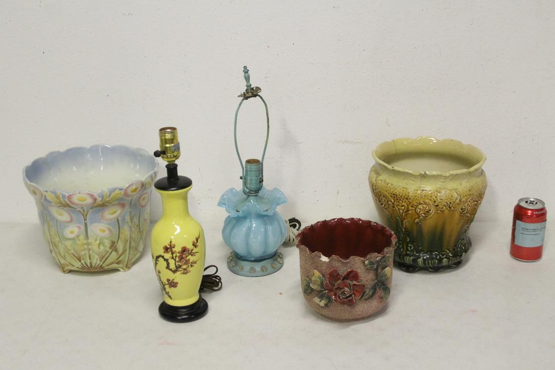 2 fancy table lamps and 3 planters (1 of 12)