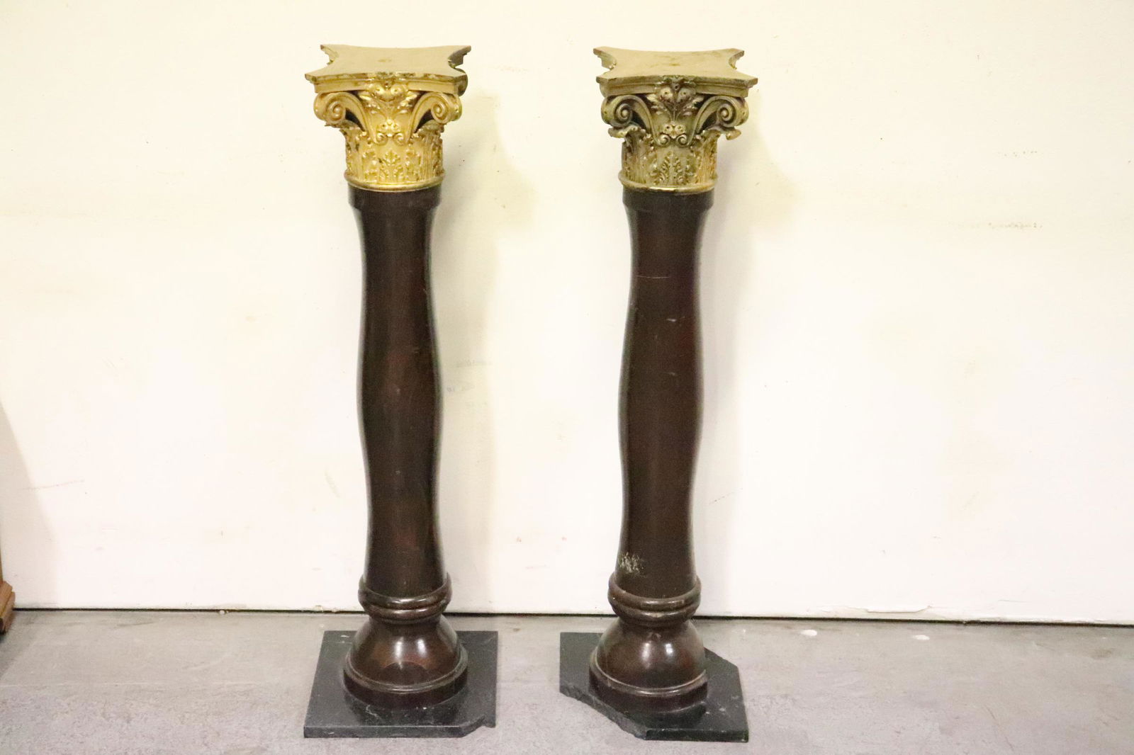 2 antique pedestal stands, marble damages (1 of 13)