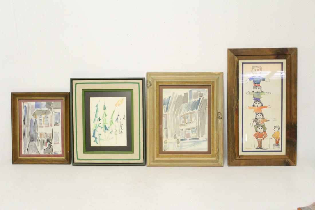 4 large framed watercolor by P. Lawton (1 of 9)