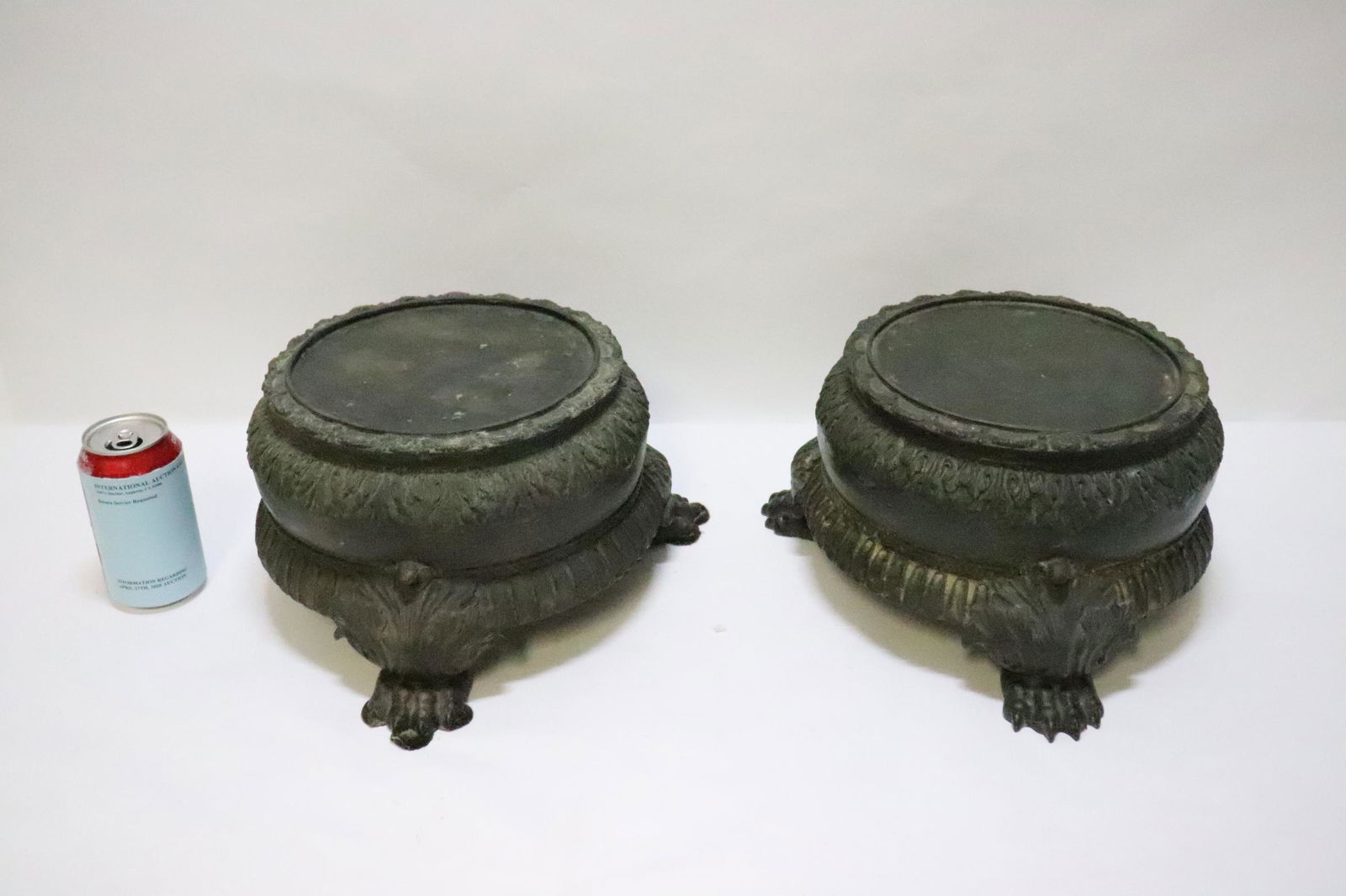 Very unusual pair Chinese bronze stands (1 of 10)