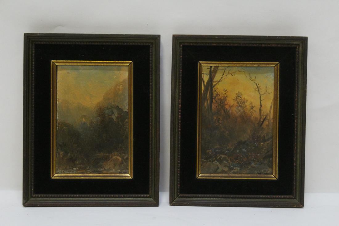 Pair oil on panel, signed, dated 1871(?) (1 of 10)