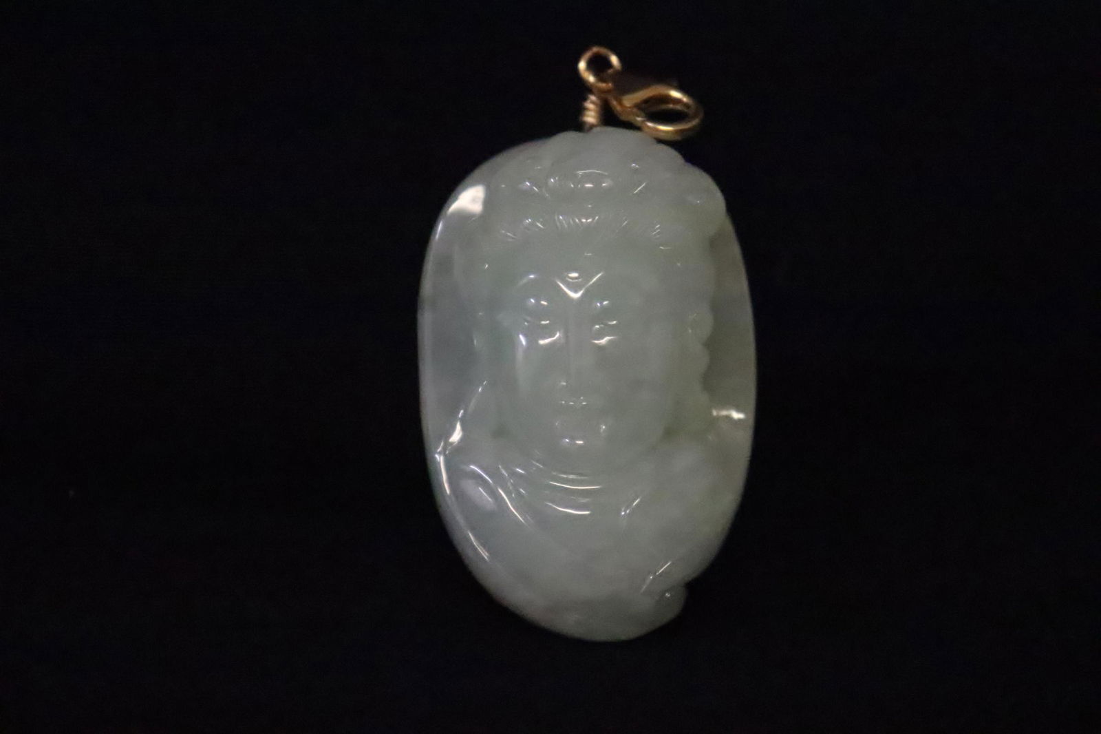 light apple green jadeite Buddha head pendant (1 of 11)