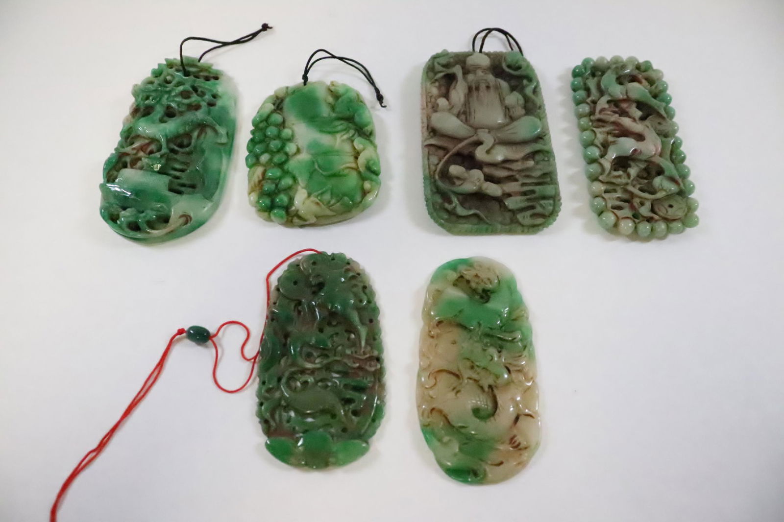 6 Chinese jadeite like stone carved ornaments (1 of 9)