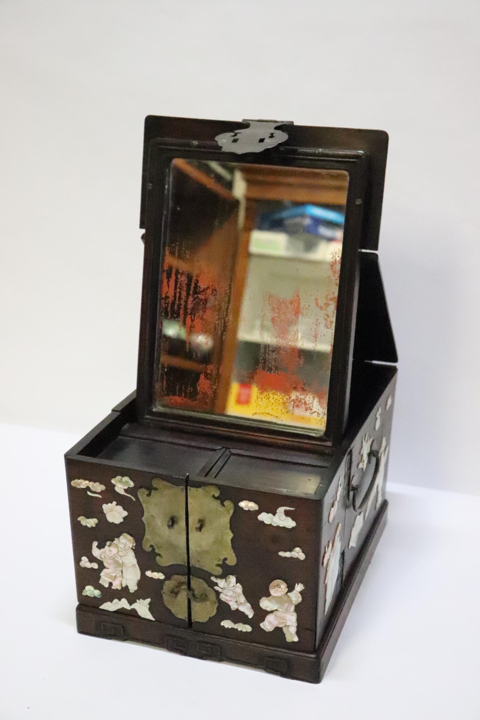 Chinese antique rosewood dressing box w/ MOP inlaid (1 of 11)