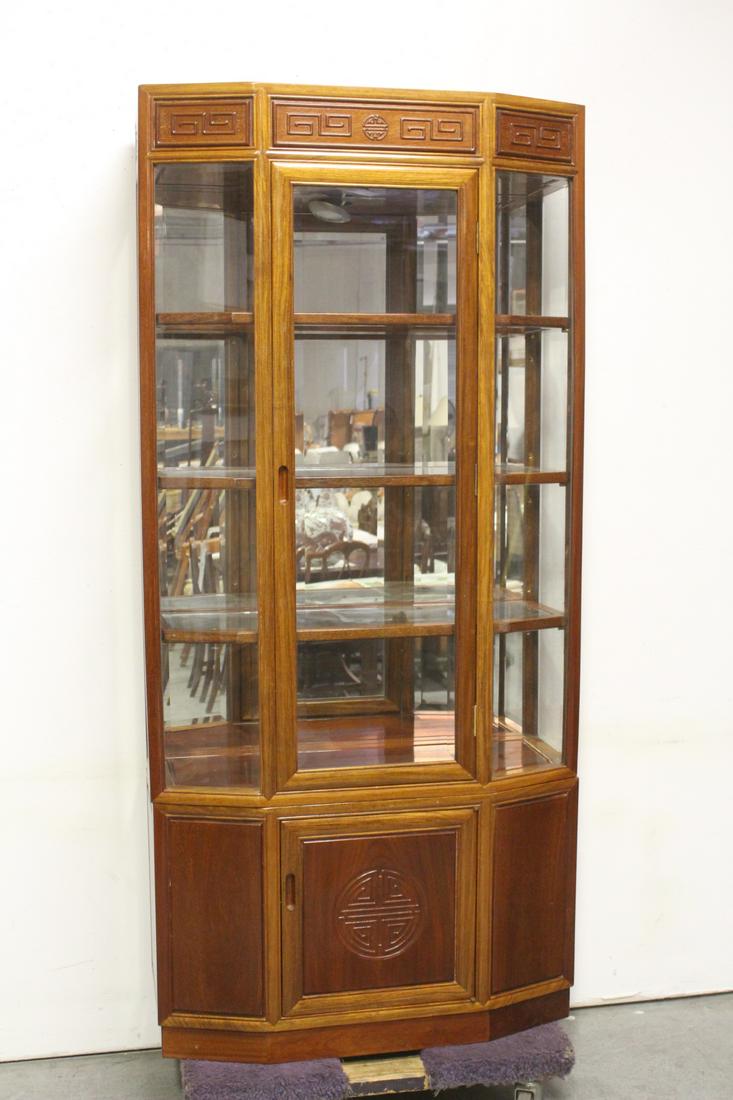 Chinese rosewood display case with beveled glasses (1 of 11)
