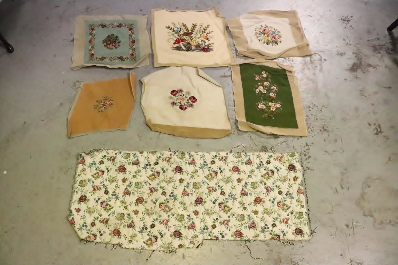 7 needle point panels: 7 needle point panels