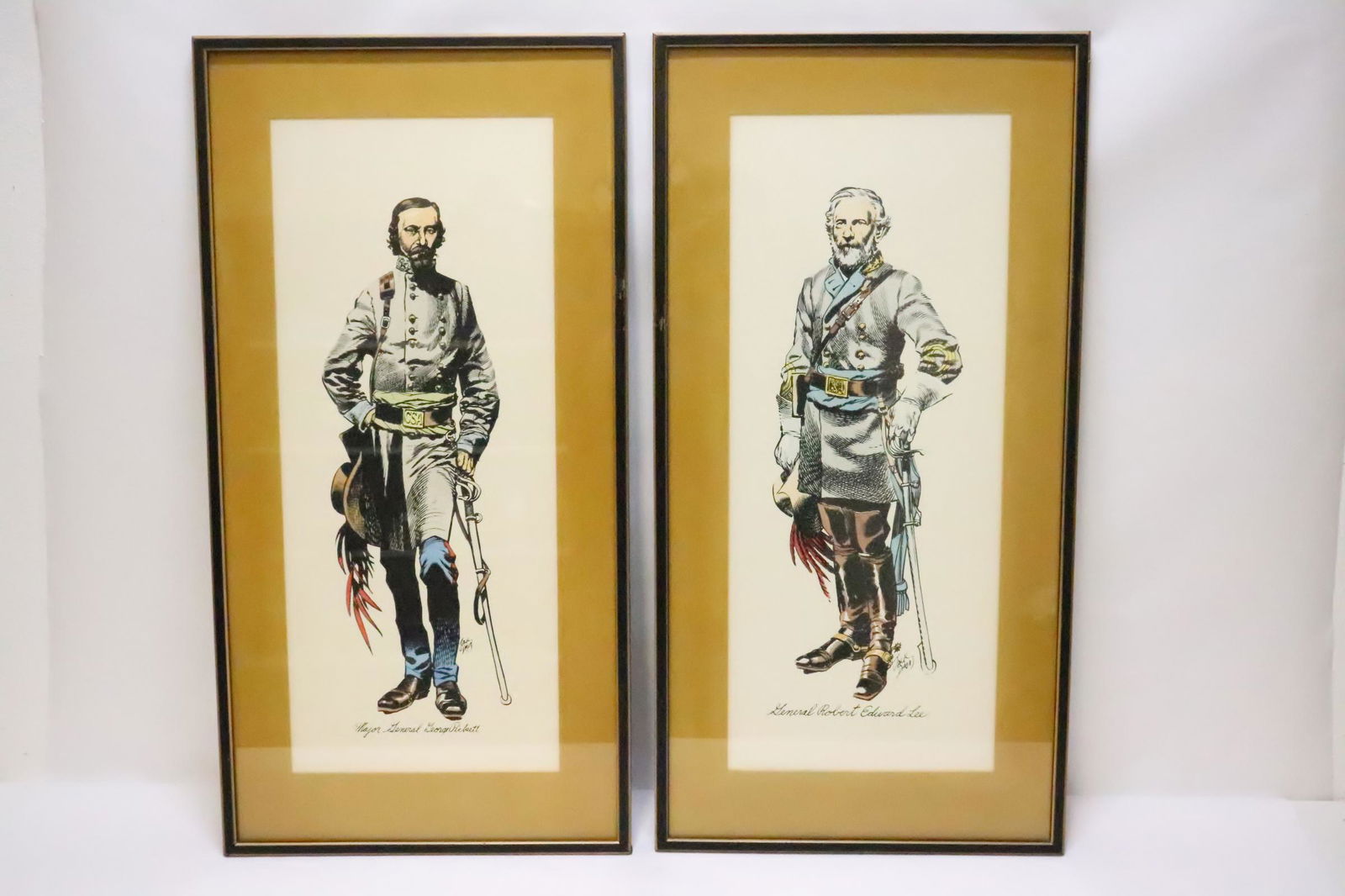 2 etchings depicting Confederate generals: 2 etchings depicting Confederate generals "Robert E. Lee" and "George Pickett" by Jack Davis, 22.8"x9.5" each