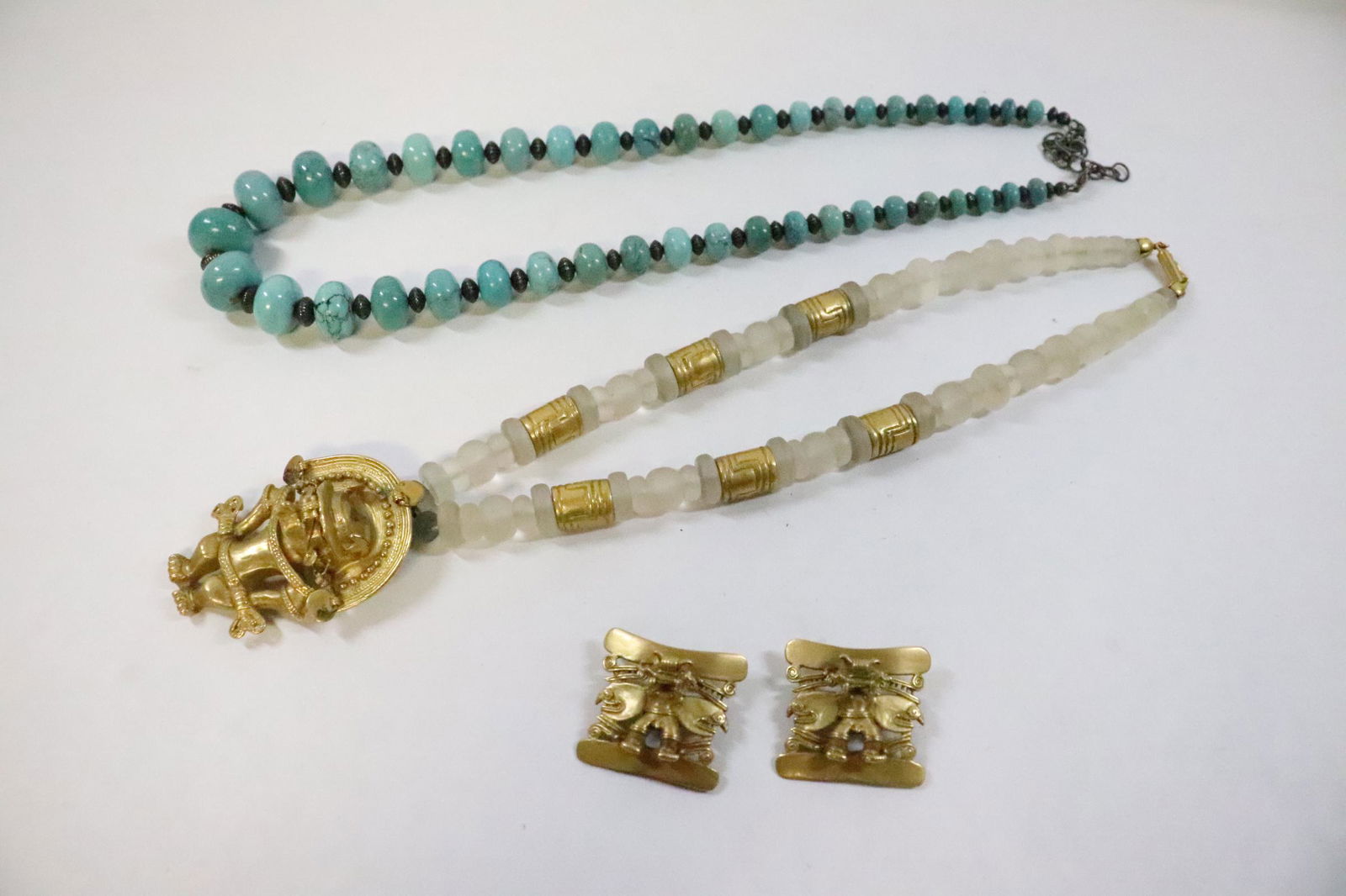 3pc jewelry in Maya motif, a turquoise & silver (1 of 10)