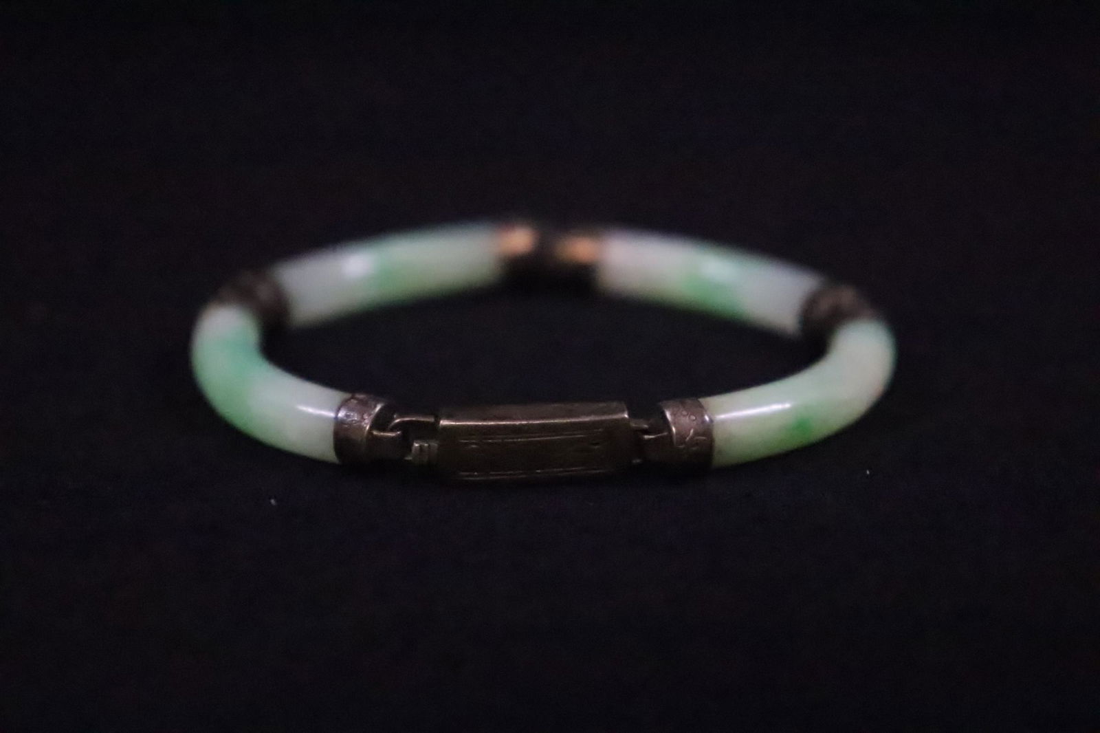 Chinese antique silver jadeite bracelet (1 of 9)