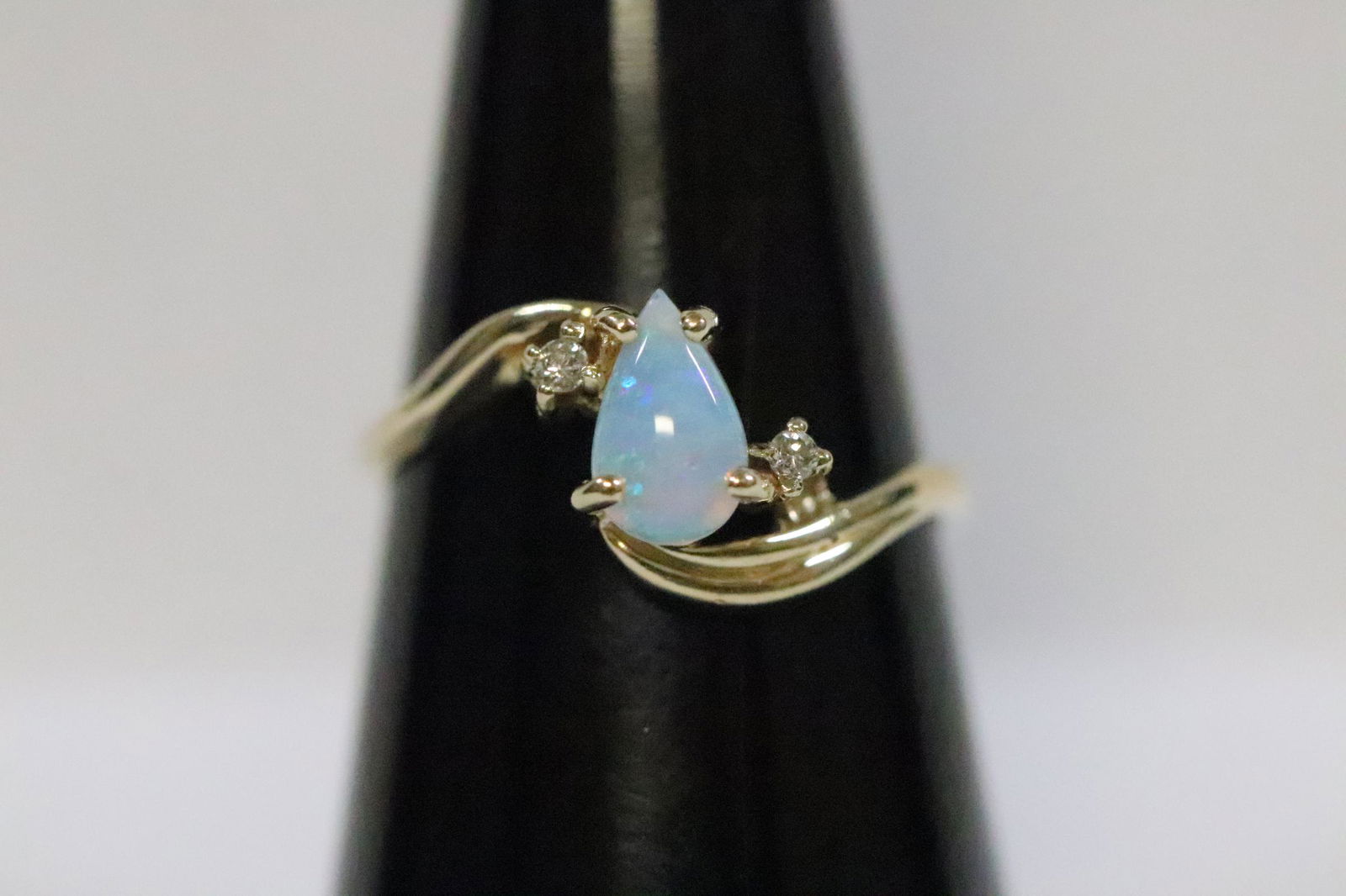 14K Y/G opal and diamond ring (1 of 9)