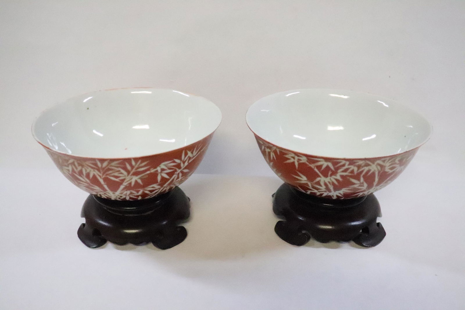 Pr Chinese 19th/20th c. porcelain bowls w/ stand (1 of 9)