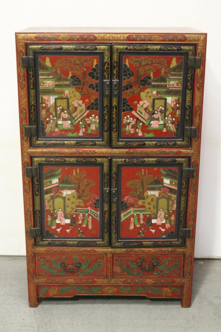 Unusual Chinese red lacquer cabinet panel (1 of 9)
