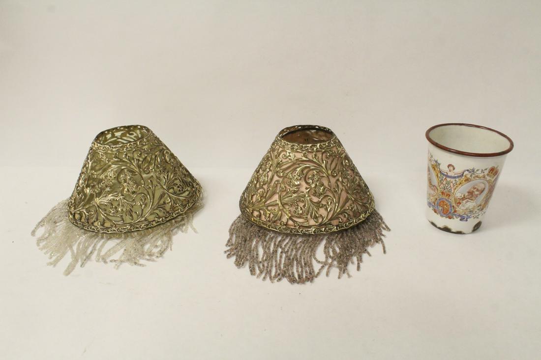 Pair s/p shades & an antique enamel cup (1 of 12)