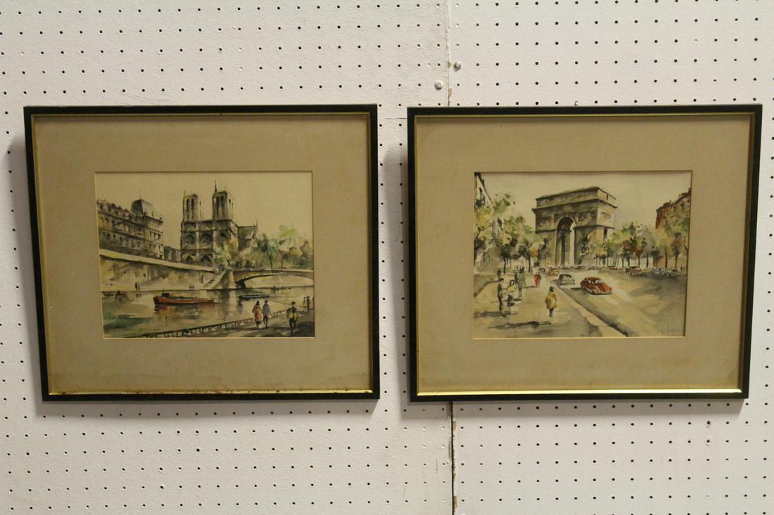 2 French framed watercolor, signed G. LeLong (1 of 12)