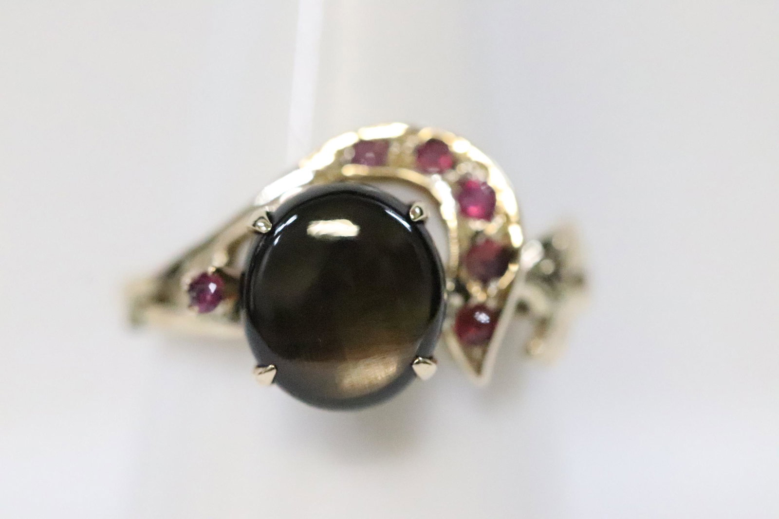 A 10K Y/G ring w/ black sapphire & small rubies (1 of 10)