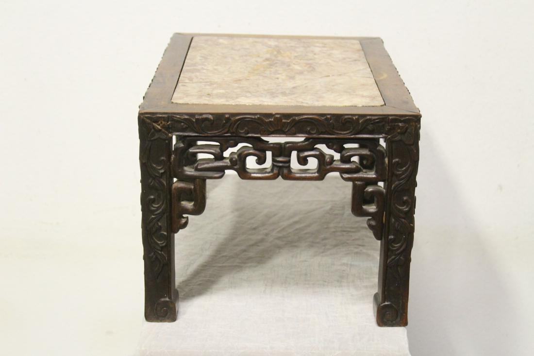 Chinese antique rosewood marble top pedestal stand (1 of 9)