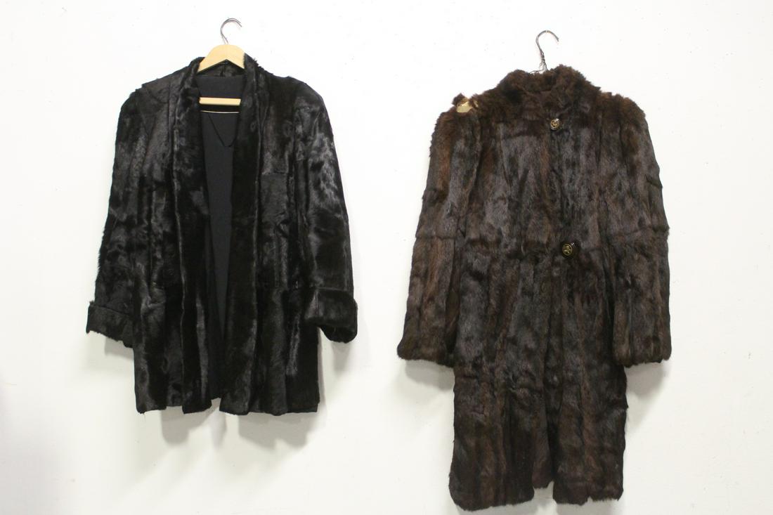 One mink and one (?) fur coat, tears: One mink (30"L) and one (?) fur coat (37"L), tears