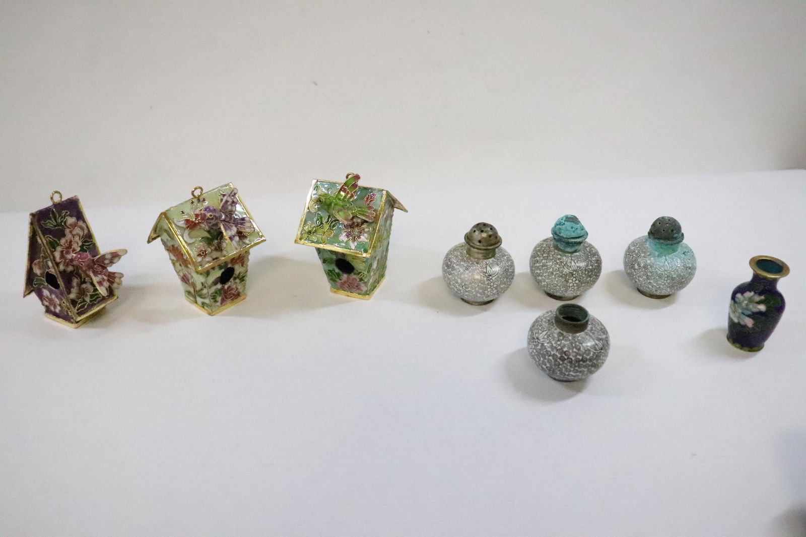 8 miniature cloisonne enamel pieces (1 of 10)