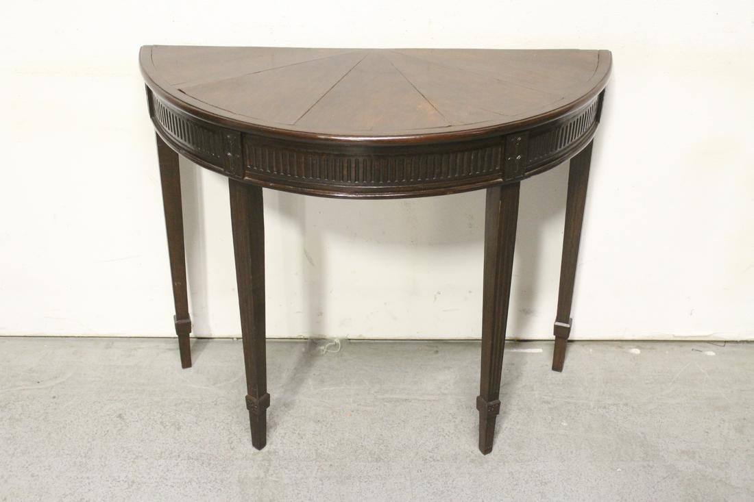 European 18th c.mahogany half moon entry table (1 of 8)