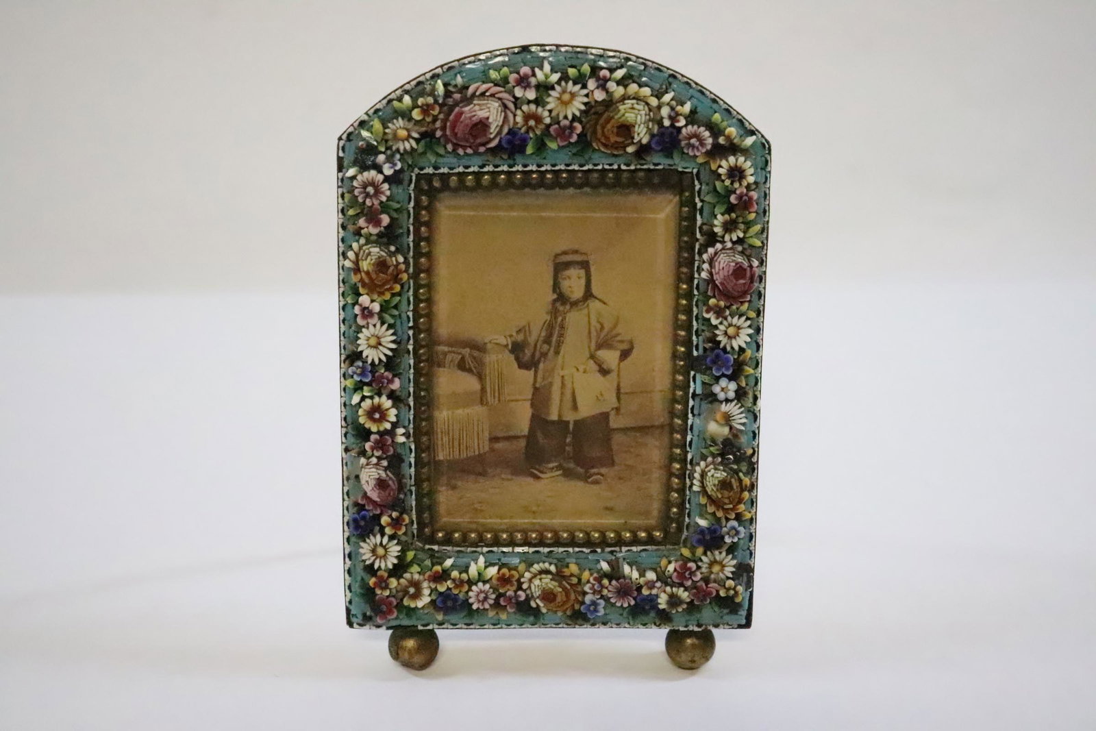 enamel mosaic picture framed photo, date 1861 (1 of 9)
