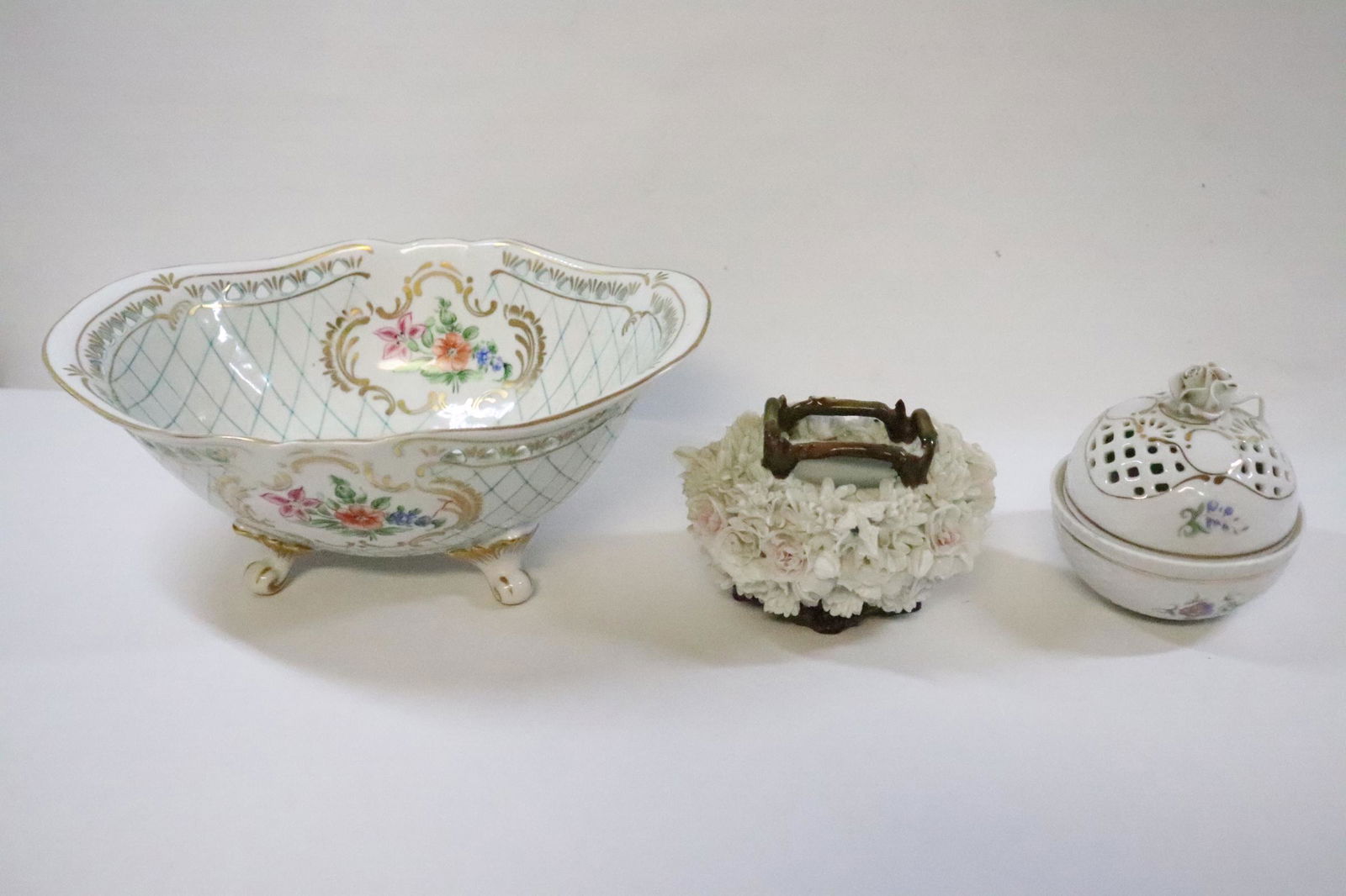 2 piece porcelain by Hollohaza, and a small vase (1 of 12)