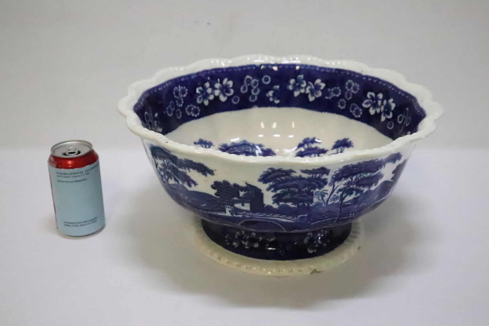 Rare massive antique English flow blue bowl (1 of 10)