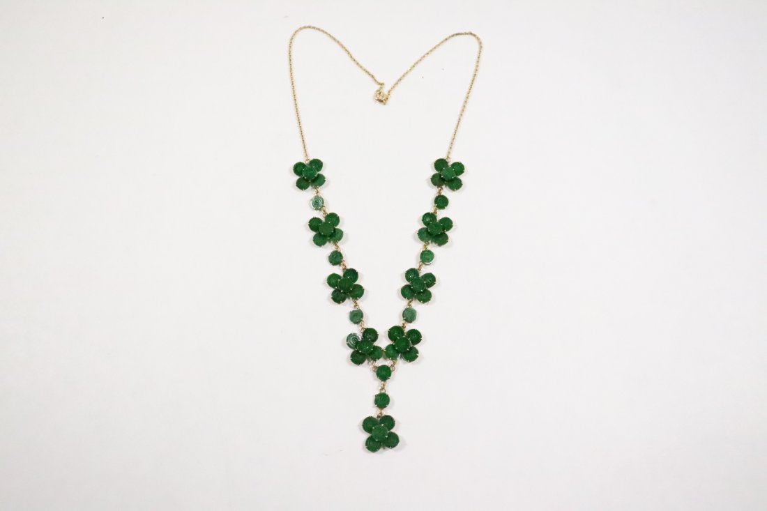 Chinese 14K necklace w/ jadeite disc, w/ GIA (1 of 12)