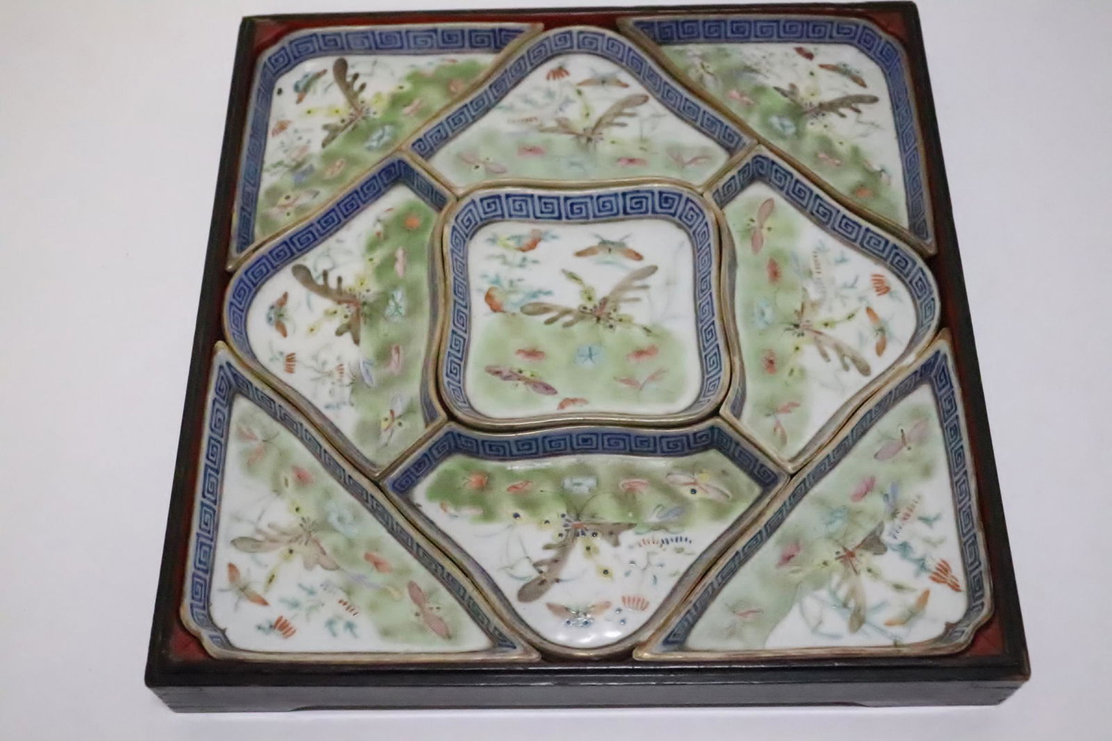 Chinese 19th c. porcelain candy set w/ original box (1 of 10)