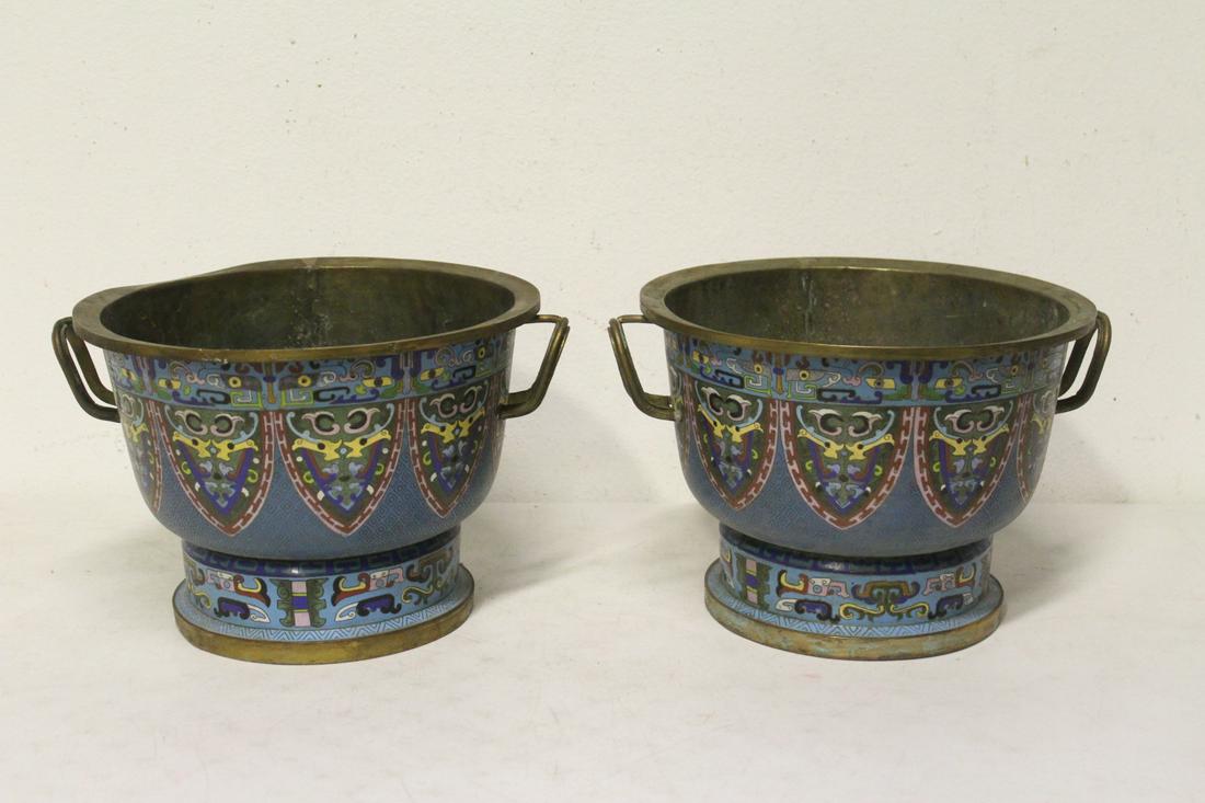 Pair large Chinese cloisonne jars (1 of 10)