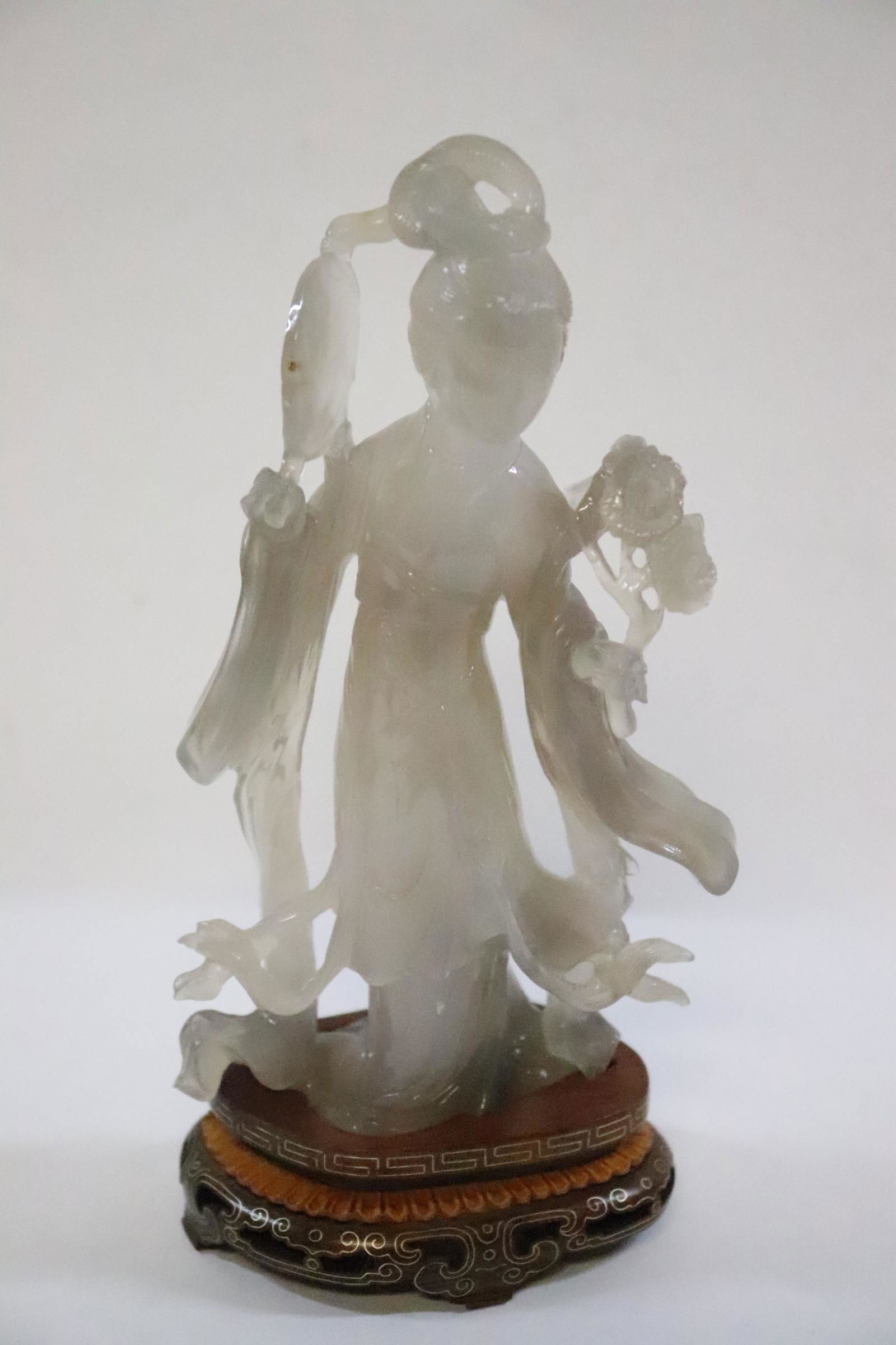 A fine Chinese agate carved court lady (1 of 10)